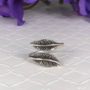 Sterling silver feather ring adjustable